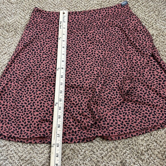 Eddie Bauer Womens M Skirt A Line Faux Wrap Rust Brown Black Spots Leaf - Picture 9 of 10
